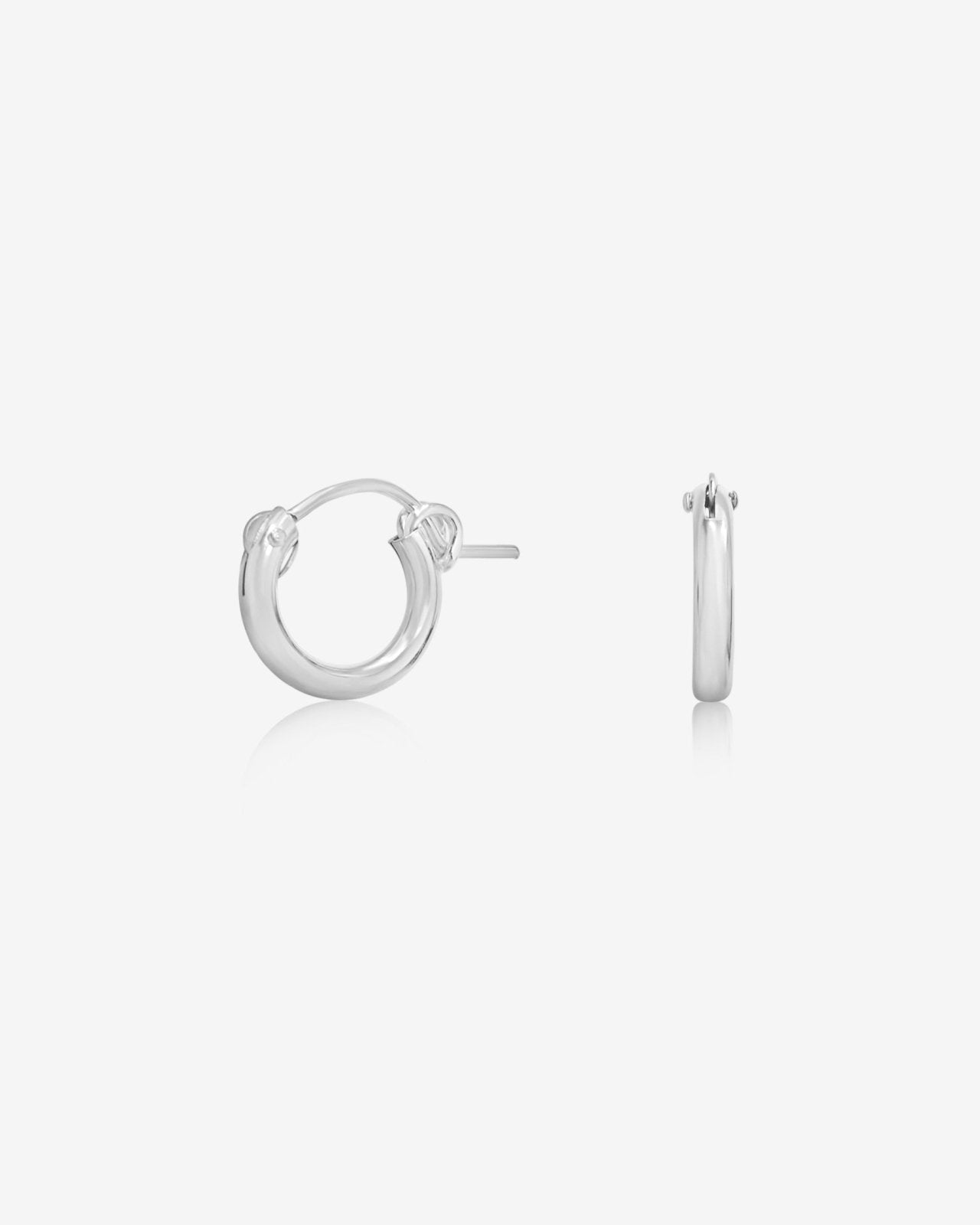 THICK HOOP EARRINGS- Sterling Silver - The Littl - 12mm - Earrings