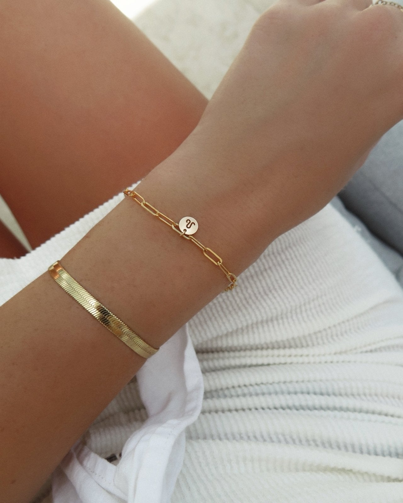 THICK SNAKE BRACELET- 14k Yellow Gold - The Littl - 16cm -