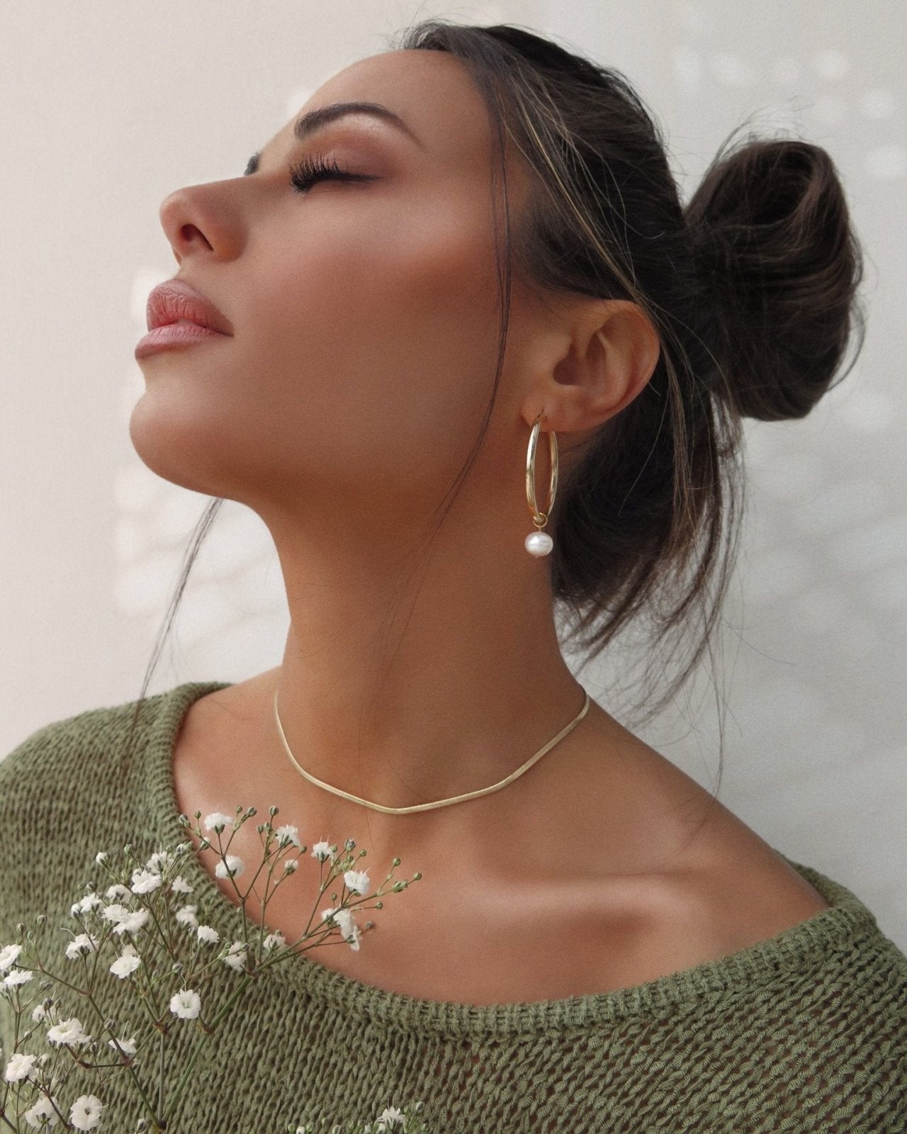 THIN SNAKE NECKLACE- 14k Yellow Gold - The Littl - 36.5cm (14 inches) -