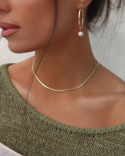 THIN SNAKE NECKLACE- 14k Yellow Gold - The Littl - 36.5cm (14 inches) -