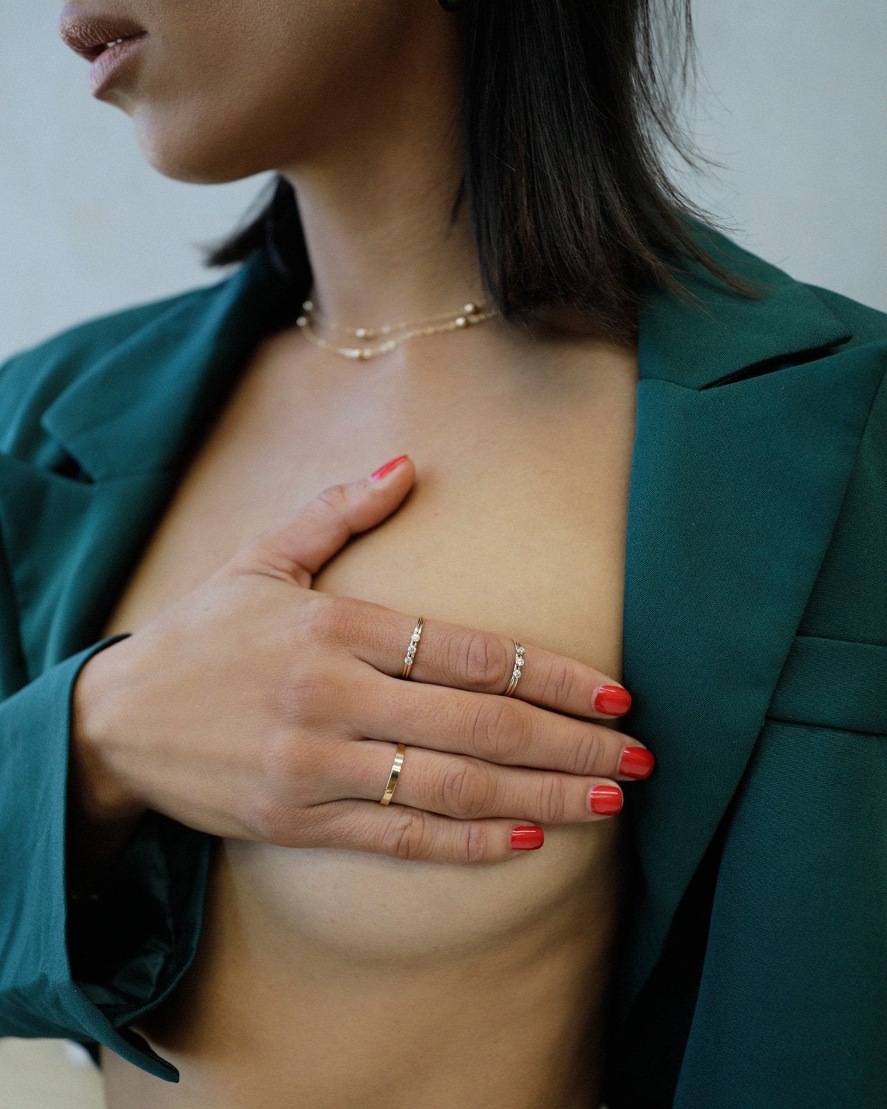 THREE CZ RING- 14k Yellow Gold - The Littl - 5 -