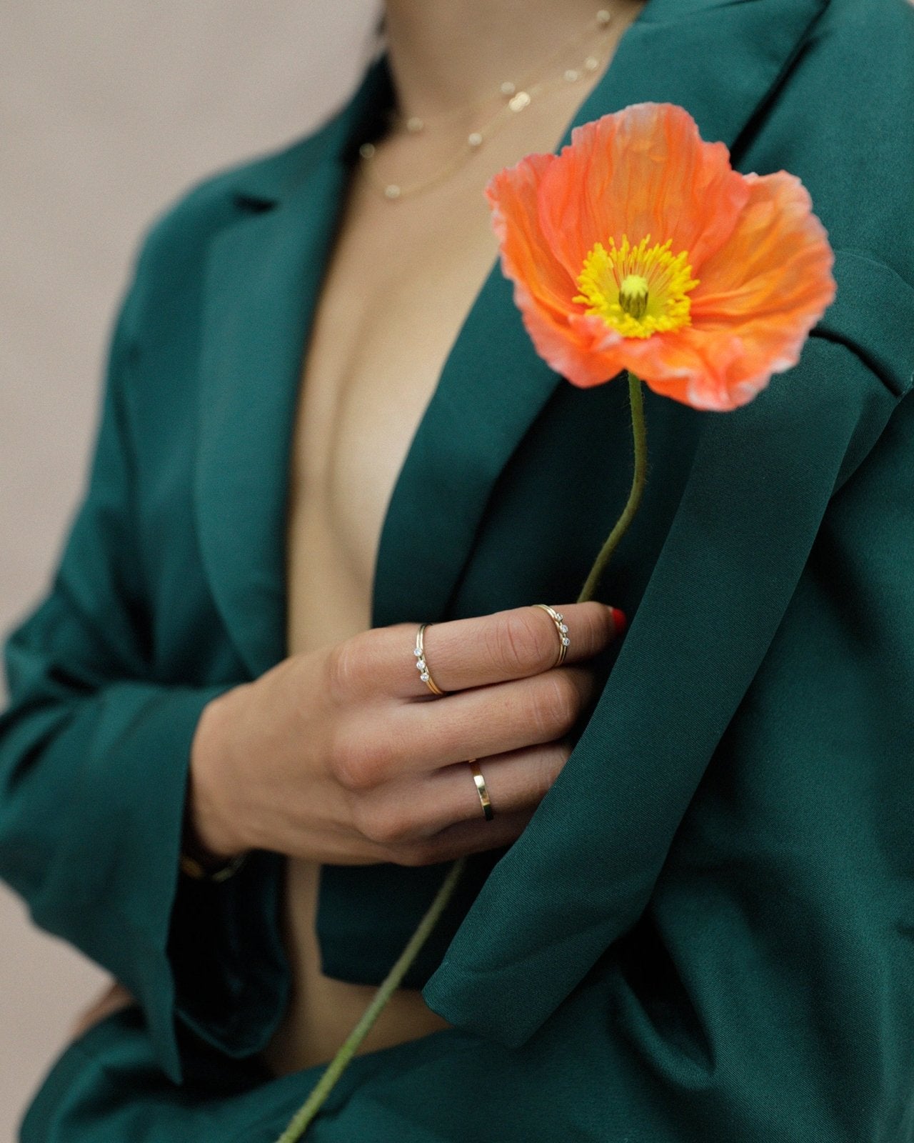 THREE CZ RING- 14k Yellow Gold - The Littl - 5 -