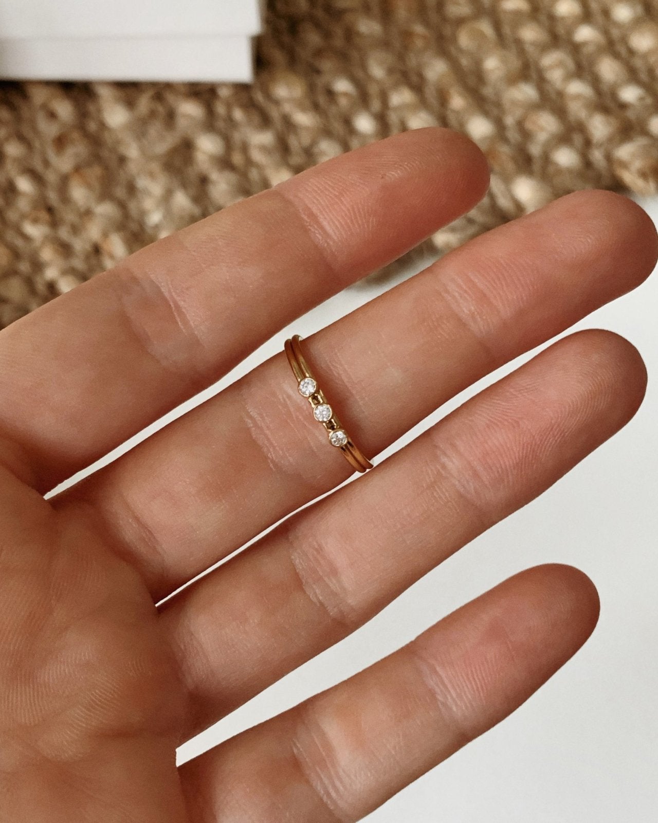 THREE CZ RING- 14k Yellow Gold - The Littl - 5 -