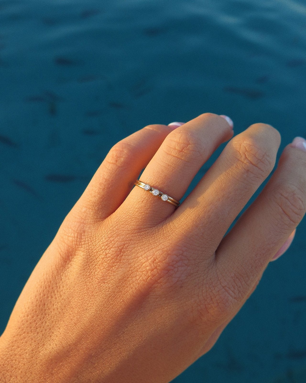 THREE CZ RING- 14k Yellow Gold - The Littl - 5 -