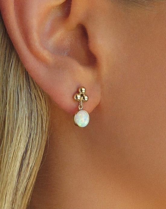 TRINITY BELLO OPAL STUD EARRINGS- 14k Yellow Gold Fill - The Littl - 14k Yellow Gold Fill - Earrings