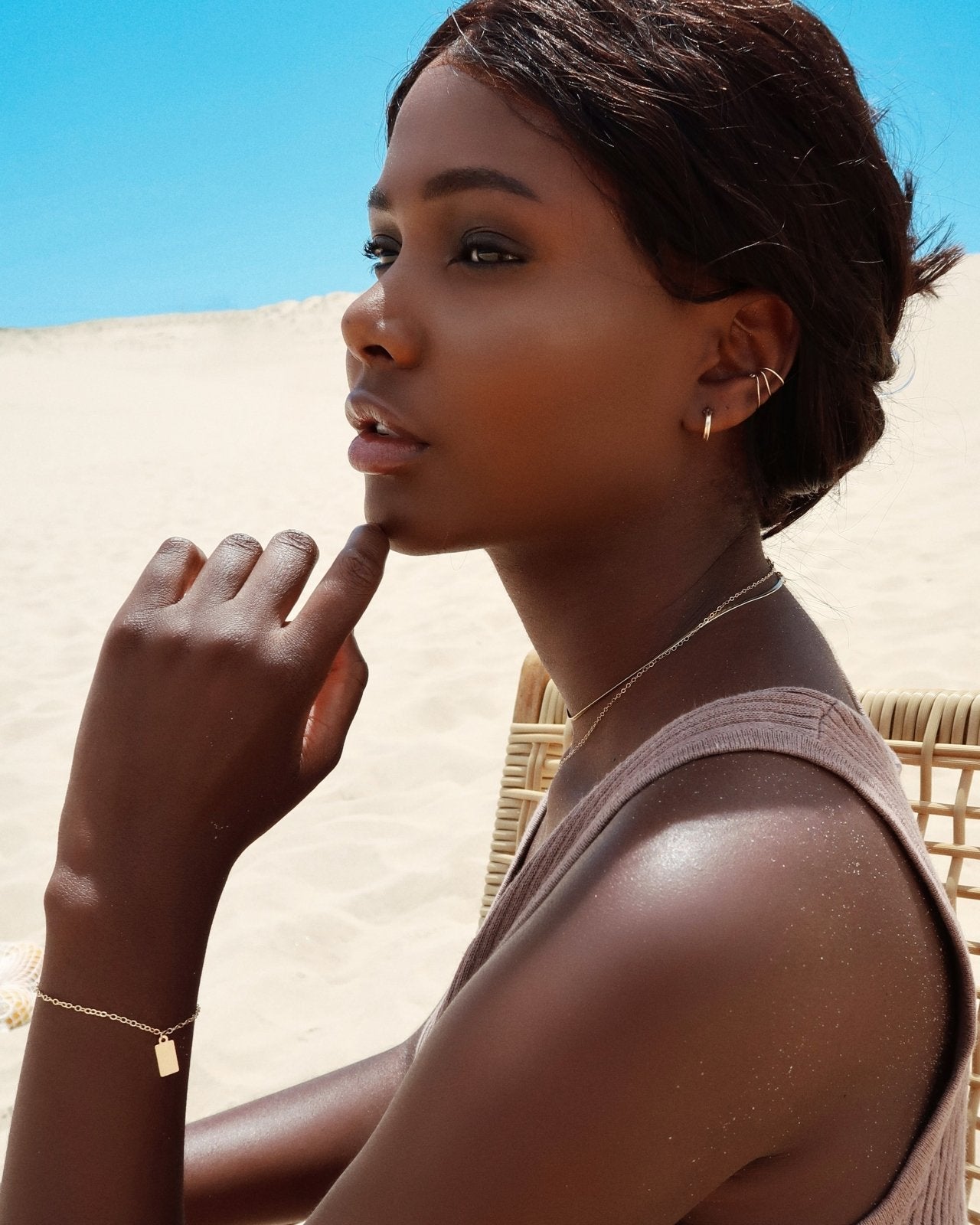 TRIPLE BAR CUFF- 14k Yellow Gold - The Littl - -