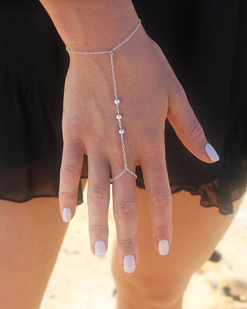 TRIPLE BEAD HAND-CHAIN- Sterling Silver - The Littl - 16cm -