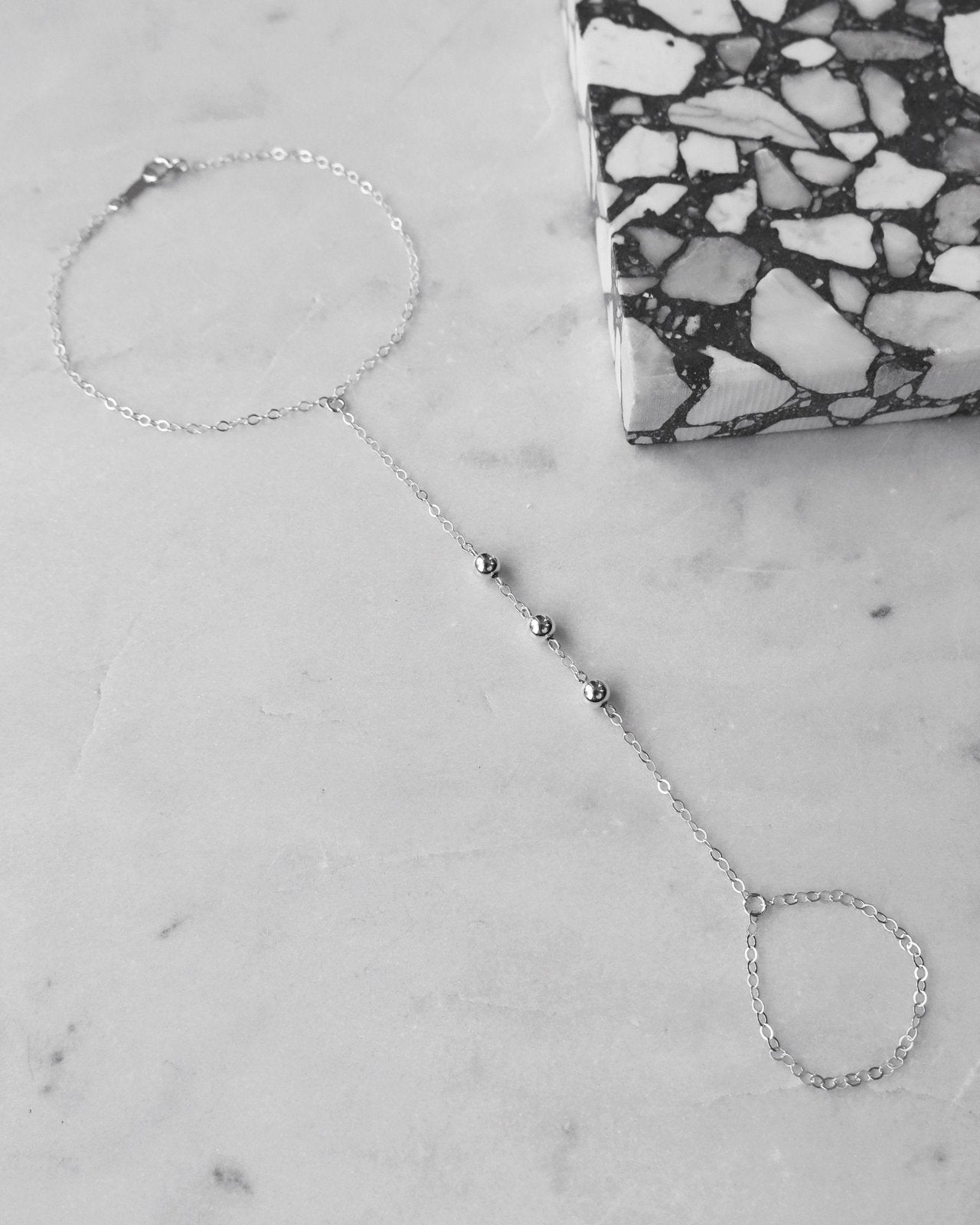 TRIPLE BEAD HAND-CHAIN- Sterling Silver - The Littl - 16cm -
