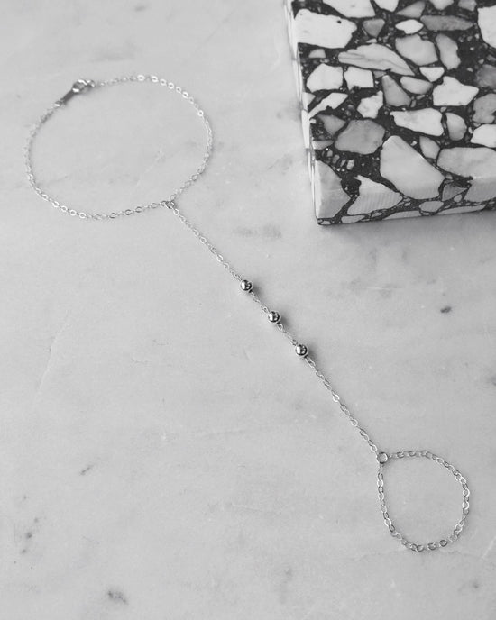TRIPLE BEAD HAND-CHAIN- Sterling Silver - The Littl - 16cm -
