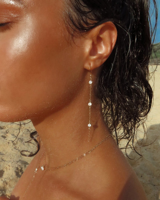 TRIPLE CZ DROP EARRINGS- Sterling Silver - The Littl - -
