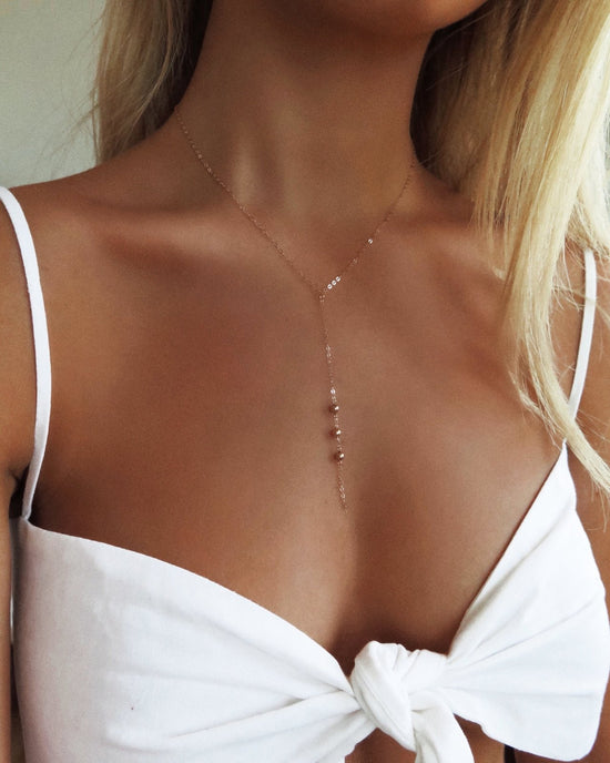 TRIPLE DROP NECKLACE- 14k Rose Gold - The Littl - Deluxe Chain - 39cm