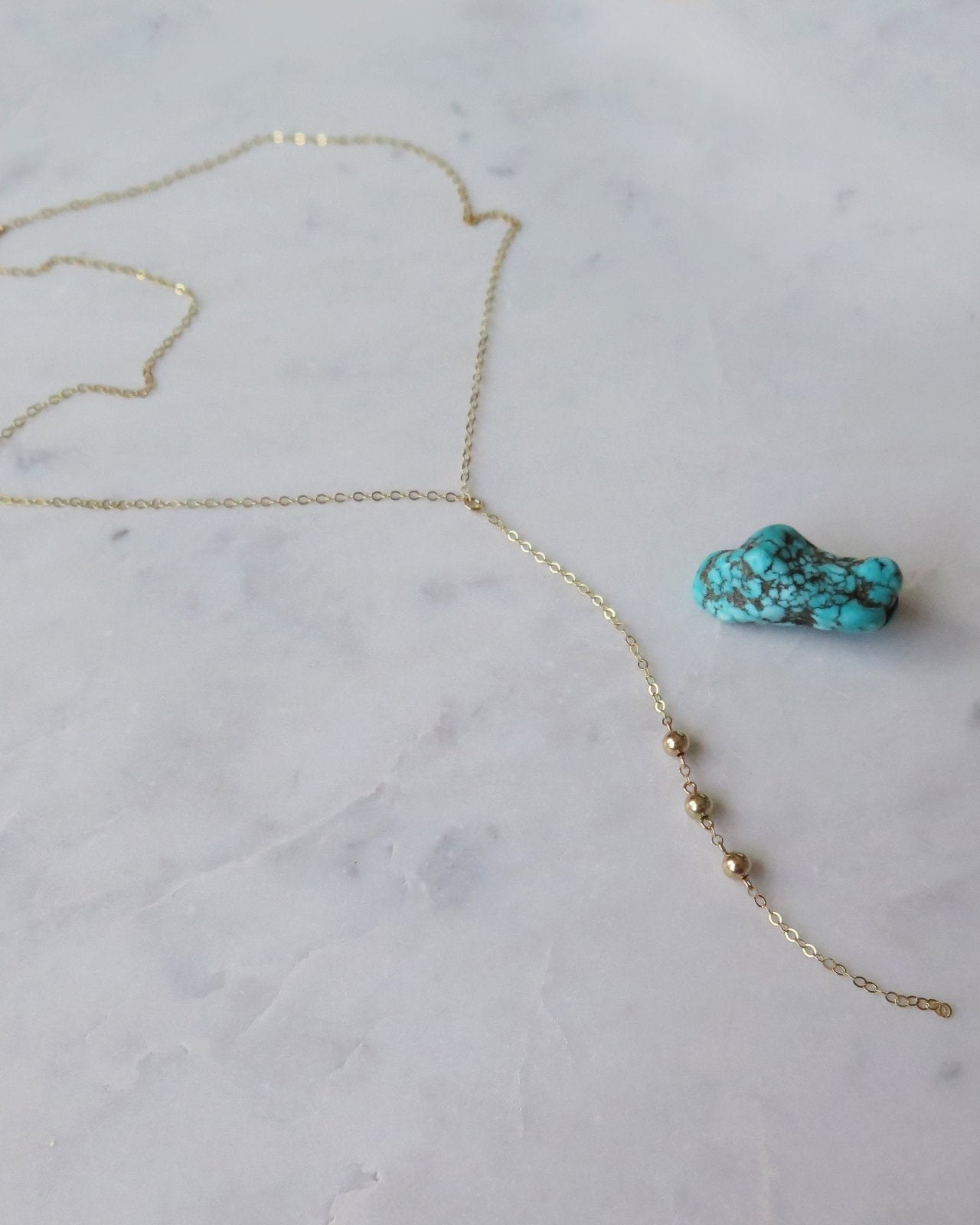 TRIPLE DROP NECKLACE- 14k Yellow Gold - The Littl - Deluxe Chain - 39cm
