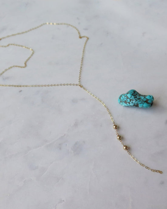 TRIPLE DROP NECKLACE- 14k Yellow Gold - The Littl - Deluxe Chain - 39cm