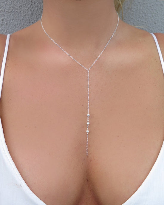 TRIPLE DROP NECKLACE- Sterling Silver - The Littl - Deluxe Chain - 39cm