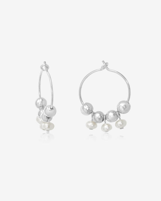 TRIPLE FRESHWATER PEARL HOOP EARRINGS - The Littl - 14k Yellow Gold Fill - Earrings