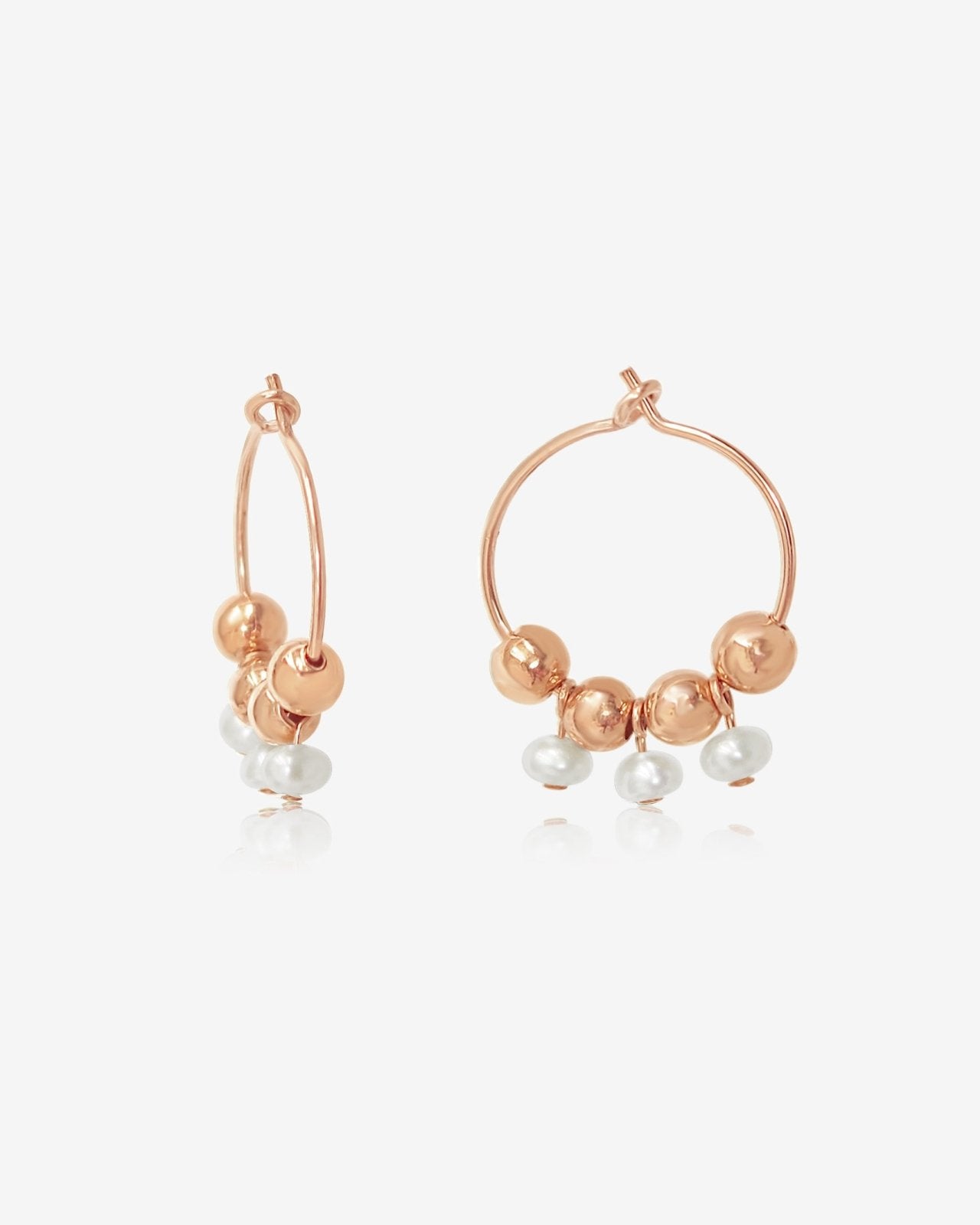 TRIPLE FRESHWATER PEARL HOOP EARRINGS - The Littl - 14k Yellow Gold Fill - Earrings