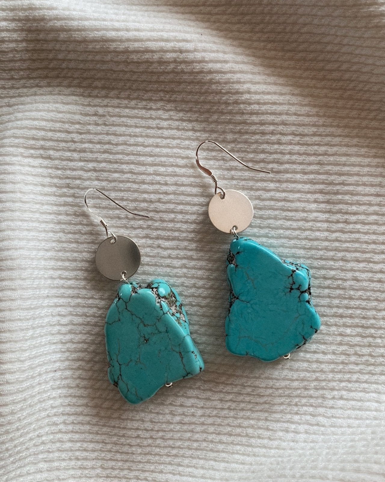 TURQUOISE COIN EARRINGS- Sterling Silver - The Littl - -