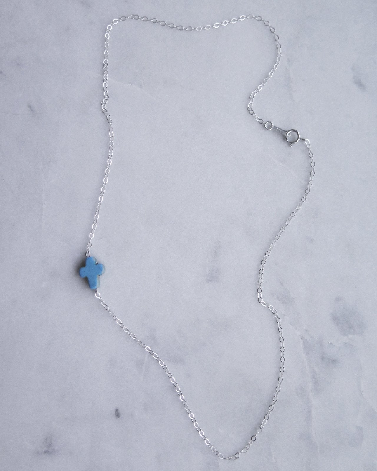 TURQUOISE CROSS CHOKER - The Littl - 14k Yellow Gold Fill - Deluxe Chain