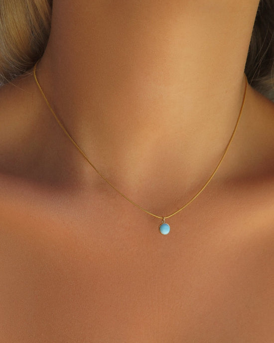 TURQUOISE SNAKE NECKLACE - 14k Yellow Gold - The Littl - 40.5cm (16 inches) -