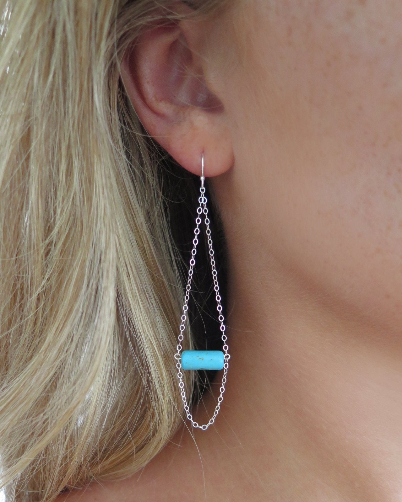 TURQUOISE TEARDROP EARRINGS - The Littl - 14k Yellow Gold Fill -