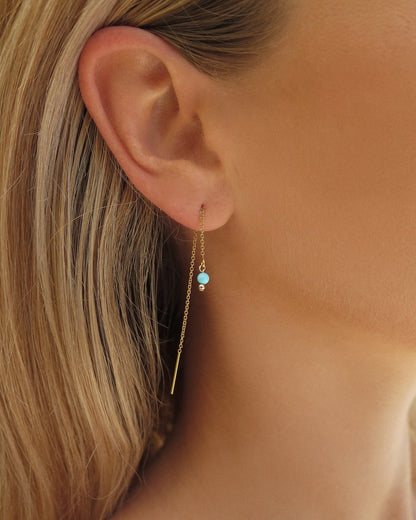 Turquoise Threader Earrings - 14k Gold-Filled - Hypoallergenic & Waterproof | The Littl