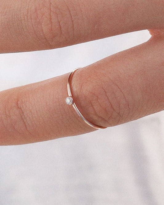 White CZ Ring - 14k Rose Gold-Filled - Hypoallergenic & Waterproof | The Littl