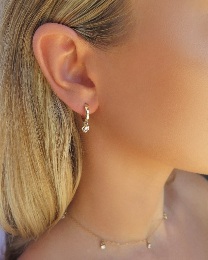 WHITE CZ SHAKER HOOP EARRINGS- 14k Yellow Gold Fill - The Littl - 14k Yellow Gold Fill - Earrings
