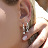 White CZ Thick Hoop Earrings - Sterling Silver