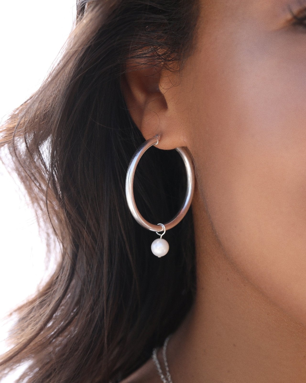 X-LARGE FRESHWATER PEARL DROP EARRINGS- Sterling Silver - The Littl - -