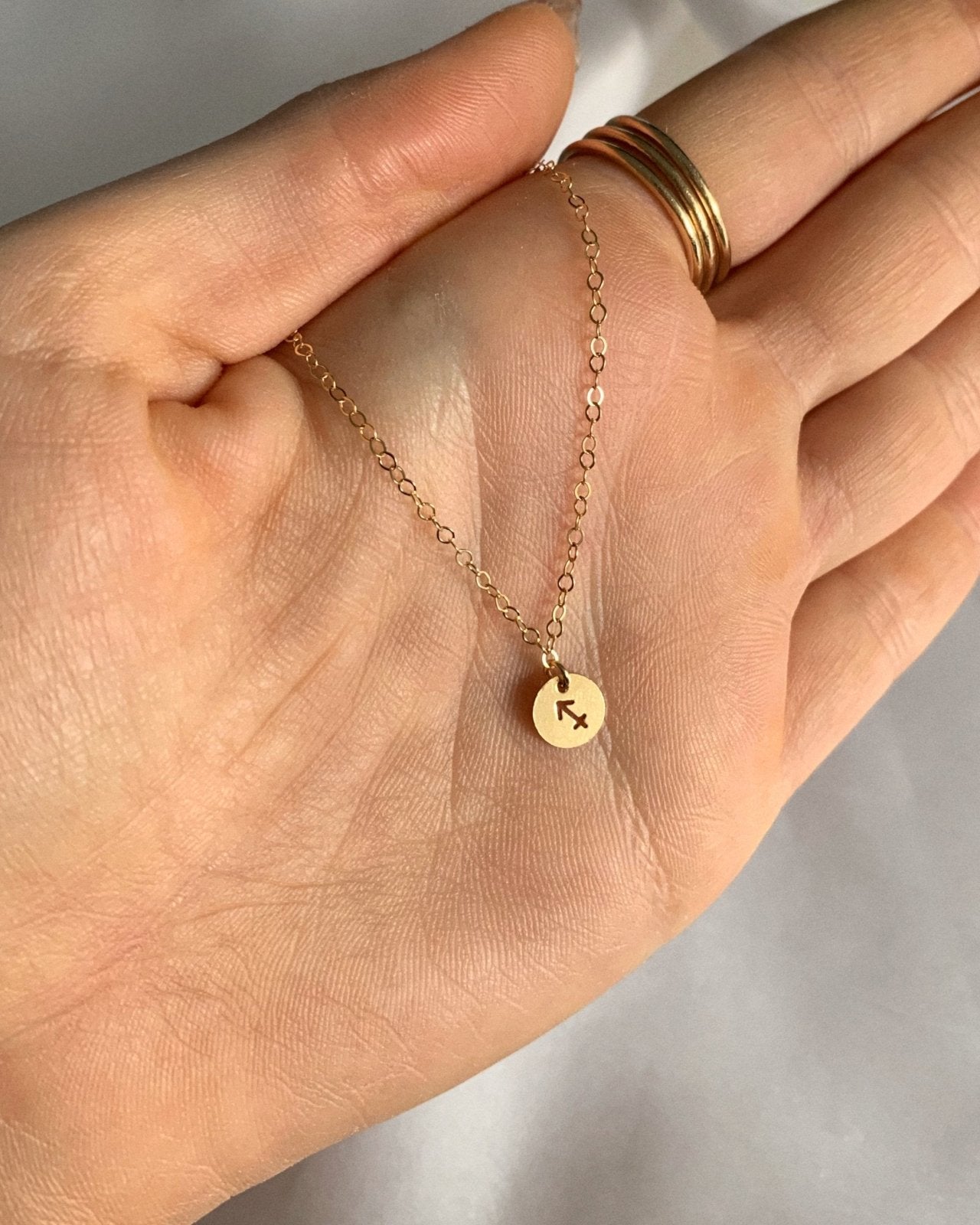 ZODIAC COIN NECKLACE- 14k Yellow Gold - The Littl - Deluxe Chain - 37cm (choker)