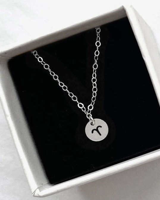 ZODIAC COIN NECKLACE- Sterling Silver - The Littl - Deluxe Chain - 37cm (choker)