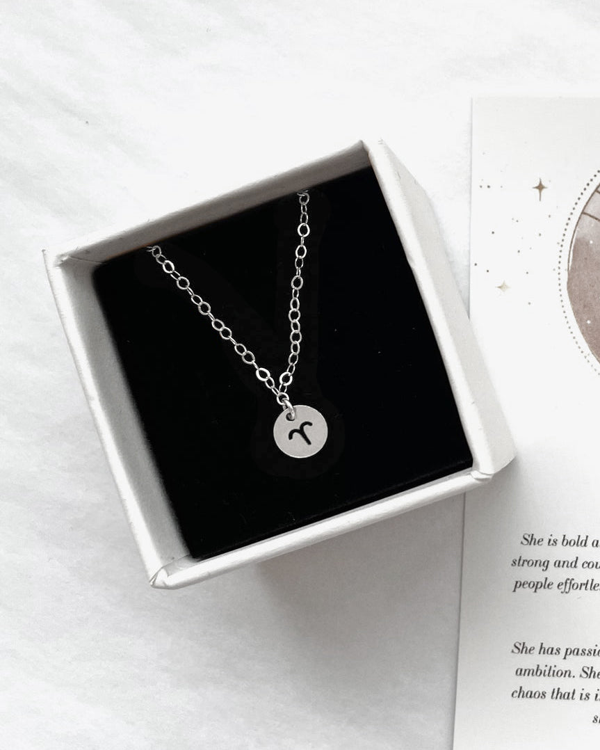 ZODIAC COIN NECKLACE- Sterling Silver - The Littl - Deluxe Chain - 37cm (choker)